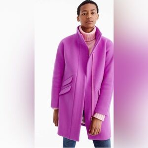J Crew Cocoon Stadium Cloth Nello Gori Wool Coat Eggplant Purple Size 0P